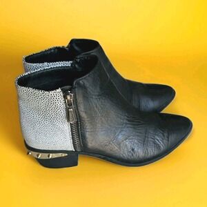 Circus By Sam Edelman Holt Black White Women's Size 6.5M Ankle Boots Gold Studs